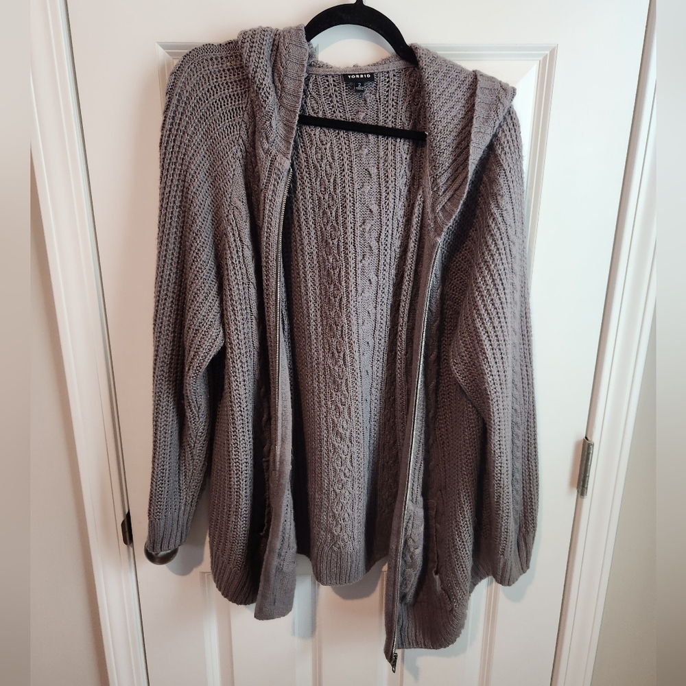 Torrid Gray Cable Knit Sweater